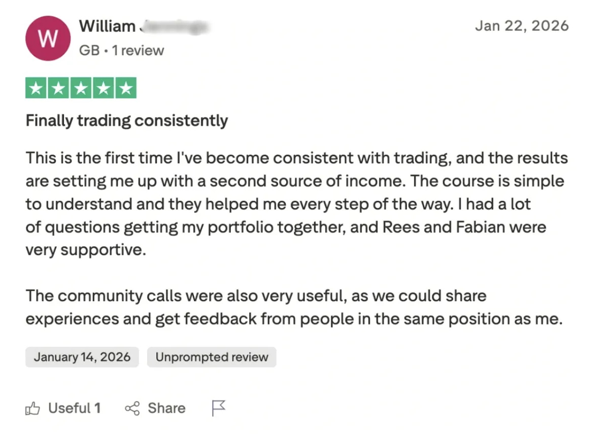 Five-star Trustpilot review from a student, number 4
