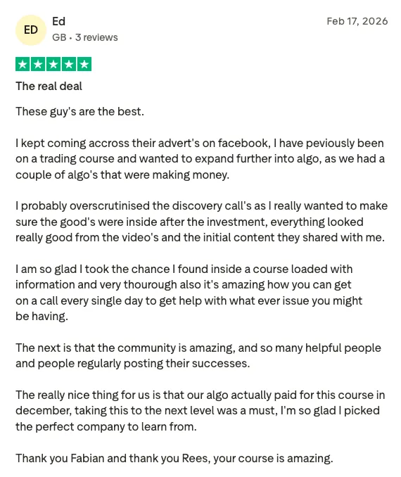 Trustpilot review from Ed