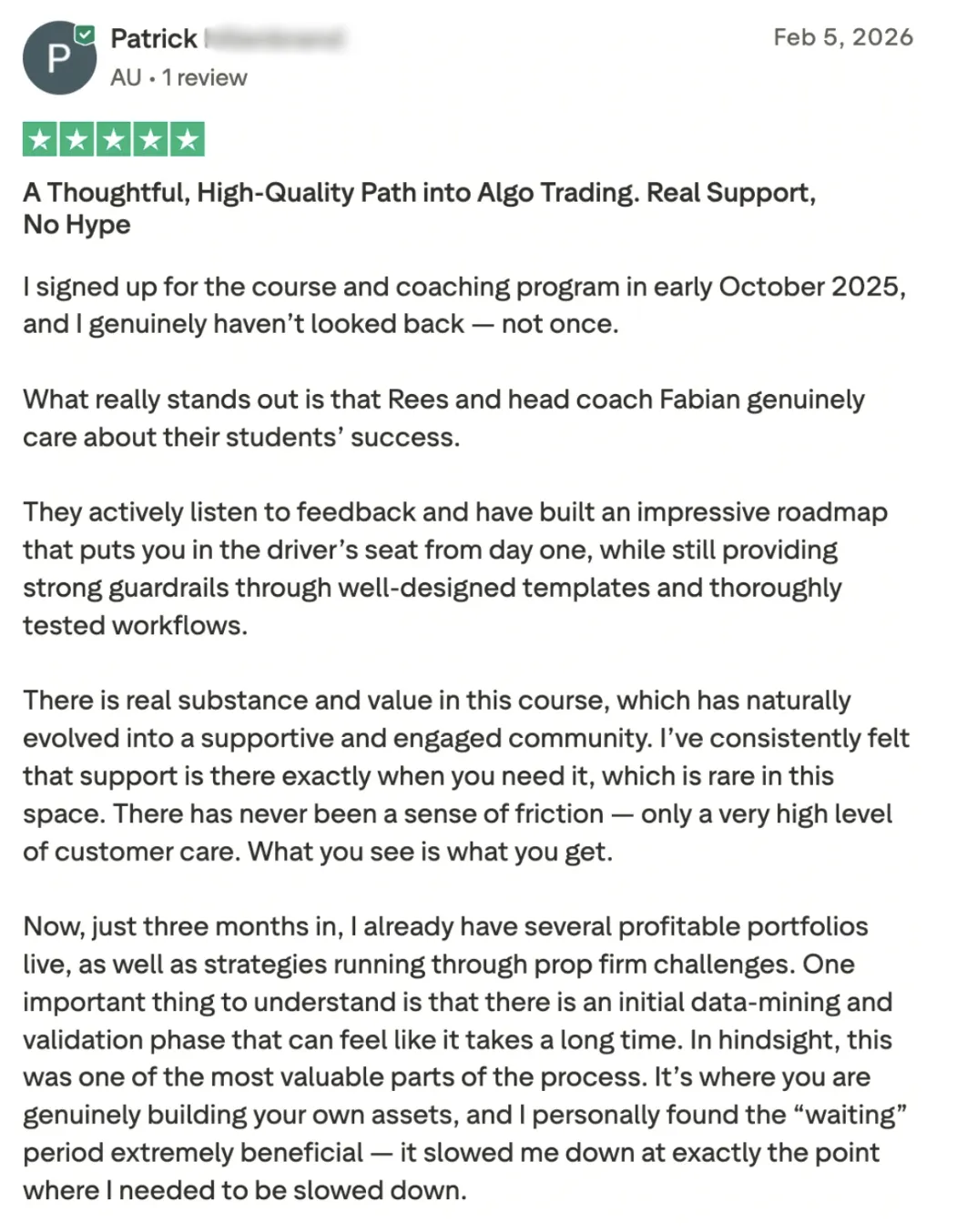 Five-star Trustpilot review from a student, number 11
