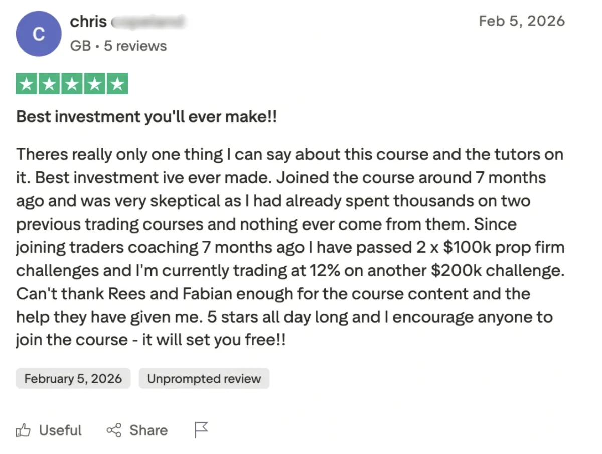 Five-star Trustpilot review from a student, number 17